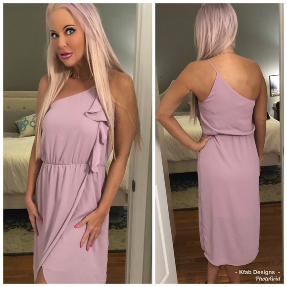 ❤️LAST! Lavender One Shoulder Tulip Hem Dress! - Picture 4 of 4